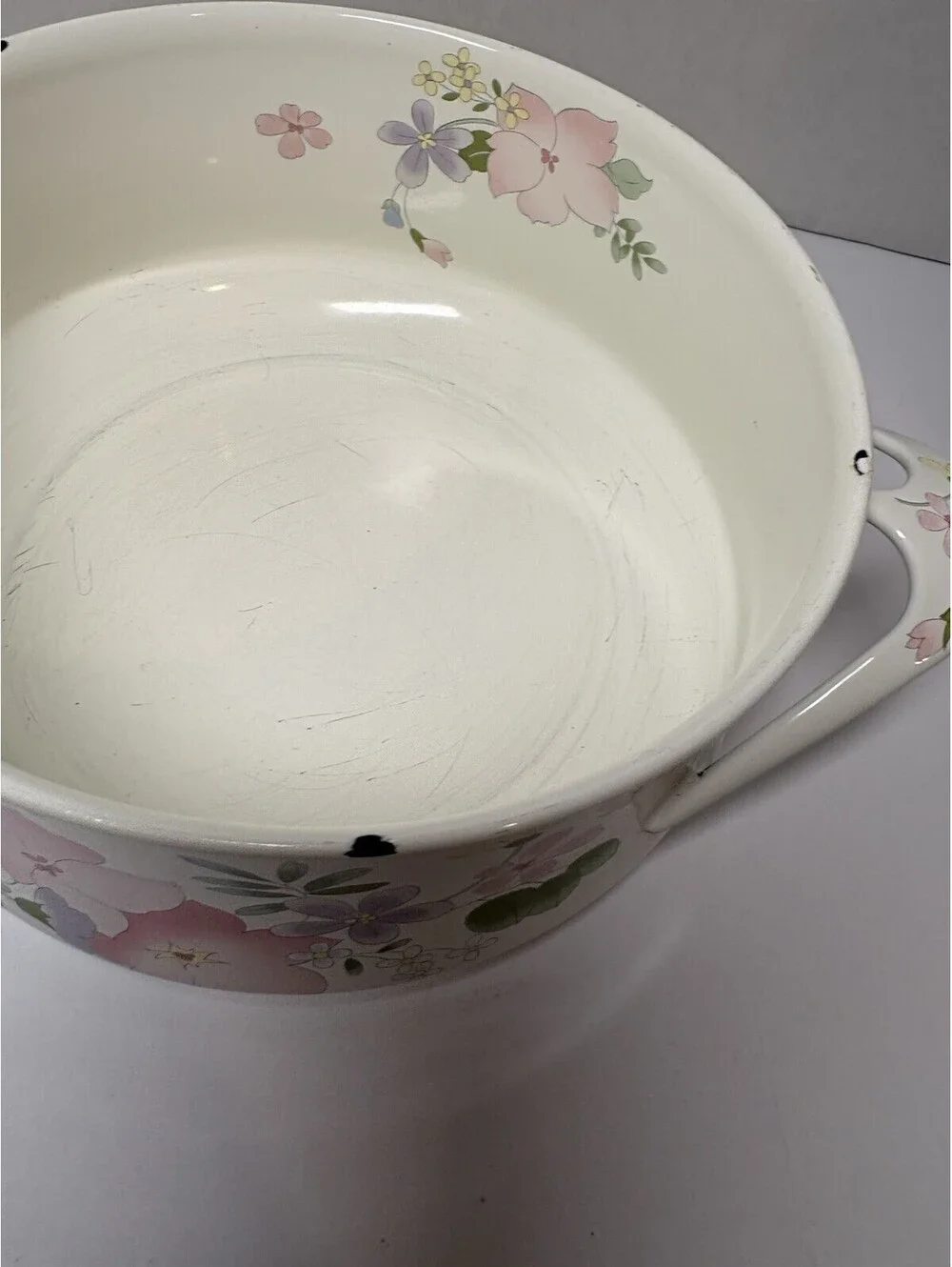 Kobe Cookware Japan Enamel Floral 3 QT Casserole Dish with Lid Vintage